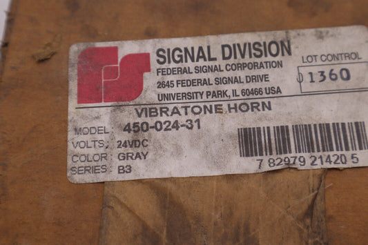 *NEW IN BOX* Federal Signal 450-024-31 Vibratone Horn 24vdc Series B3 STOCK 2464